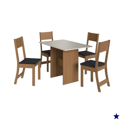 Conjunto Sala de Jantar Fidelitá Siena Com 4 Cadeiras Freijó/Off-White…