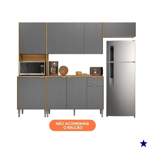 Armário de Cozinha Compacta 6 Portas 1 Nicho Surya