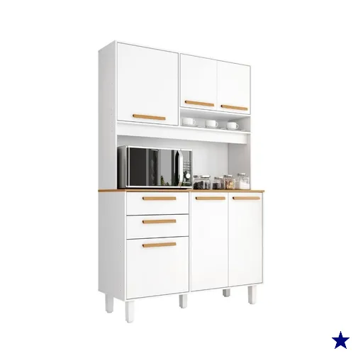 Armário de Cozinha Completa 6 Portas 2 Gavetas Porto - Branco