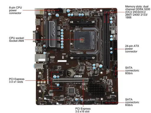 Placa Mãe MSI B350M Pro-VH Plus (Socket AM4) AMD B350