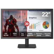 Monitor LG 22 Pol, Full HD, 120Hz, 1ms, 99% sRGB, HDR10, HDMI/VGA, Preto…