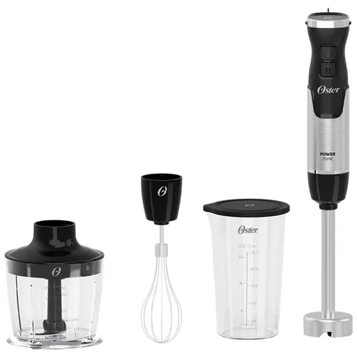 Mixer Power Oster Black Inox 3 em 1 com 02 Velocidades, Função Turbo e…