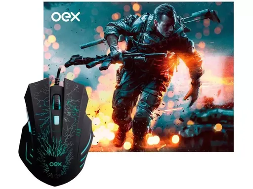 Kit Gamer OEX Combo Stage - Mouse LED + Mousepad Pequeno - MC-101