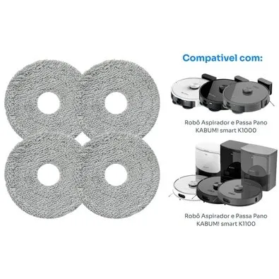 Kit reposição para Robô Aspirador KABUM! smart K1000/K1100 - 4 esfregão MOP