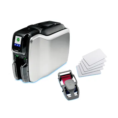 Kit Zebra Cartão Pvc + Impressora Zc300 + Ribbon Ymcko