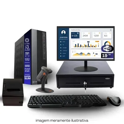Kit Automação Pdv Tob I3 4ªg 4gb SSD 120GB Win10 Rede S/fio Teclado Mouse…