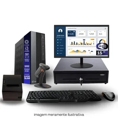 Kit Automação Pdv Tob I3 4ªg 4gb SSD 120GB Win10 Rede S/fio Teclado Mouse…