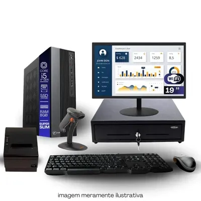 Kit Automação Pdv Tob I5 4ªg 8GB SSD 240GB Win10 Rede S/fio Teclado Mouse…