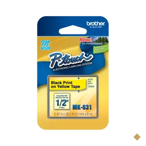 Fita Para Rotulador Brother 12mm X 8m Preto Sobre Amarelo - Mk631