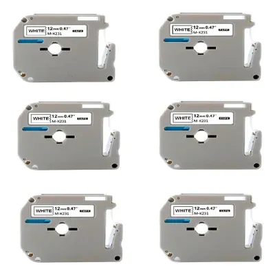 Kit Com 6 Fitas Brancas Rotulador Ollix Compativel Mk231 M231 Mk 231 Ollix