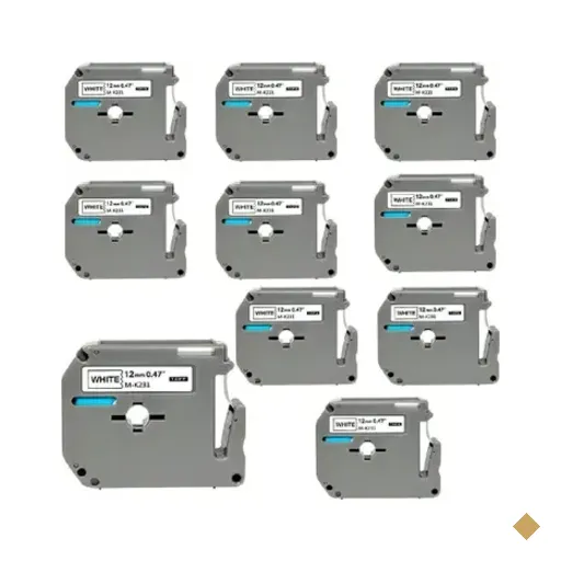 10 Fita Compatível Etiquetador Brother Mk231 12mm Pt80-70-90 Cor Branco