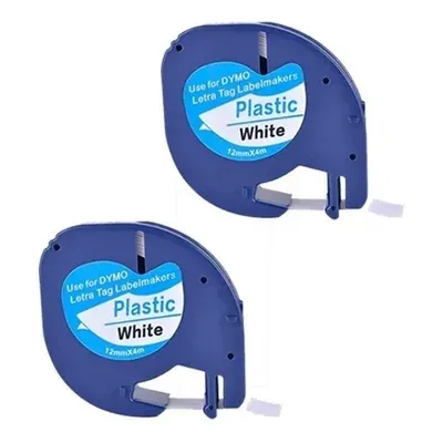 2x Fita Plástica Compatível Dymo Letratag 12mm Branca 91201 Cor Fita Branca -…