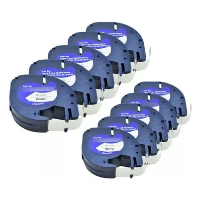 10 Fitas Compatível P/ Uso Rotulador Dymo Letratag 91201