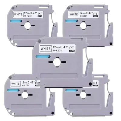 Kit Com 5 Fitas Brancas Rotulador Brother Compatível Mk231 M231 Mk 231
