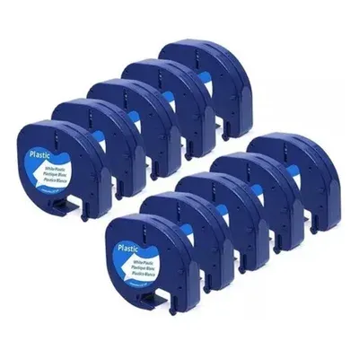 10x Fitas 91201 Compatível Com Dymo Letratag Plastica Branca Cor Branco