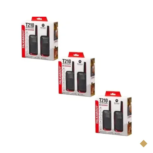 Kit 3 Pares Radio Comunicador Motorola T210br Vermelho E Preto