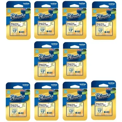 Kit 10 Fitas Rotulador Brother Branca 12mm M231 12mm