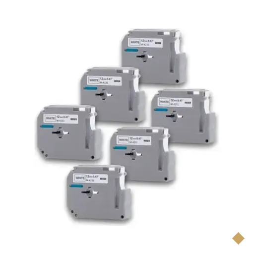 Kit 06 Fita Rotulador Compativel Brother Branca 12mm Mk 231 Mk231