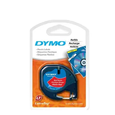 Fita Para Rotulador Letratag (12mm X 4m) Plástico Preto/vermelho 91333 – Dymo
