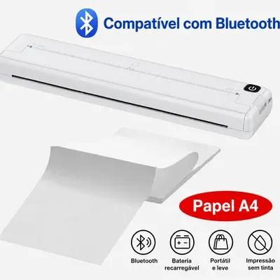 Impressora Térmica A4 Portátil Bluetooth Sem Tinta | Compatível Com Android…