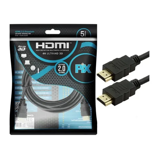 Cabo HDMI 5m v2.0 TV 3D/ULTRA HD 4K - PIX
