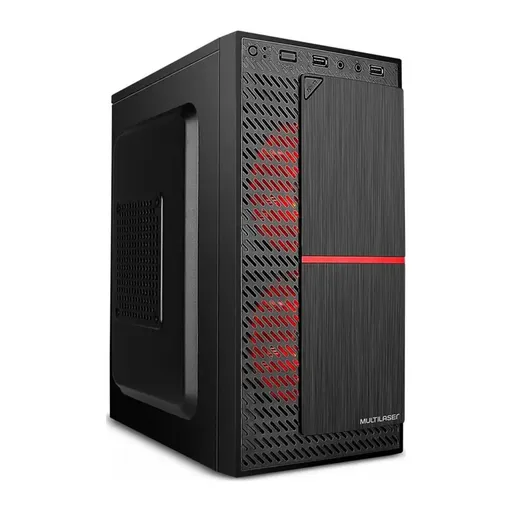 Gabinete Gamer Multilaser GA206, c/ 2 Fans 120mm LED Red, Mid Tower Preto