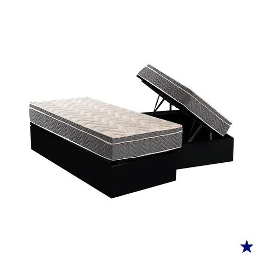 Cama Box Baú Solteiro: Colchão Ortopédico Paropas D45 / EP Confort Mega…