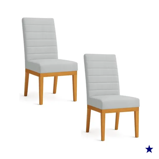 Kit 2 Cadeiras de Jantar Solana Suede Cinza Base de Madeira - Pallazio