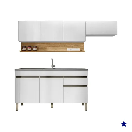 Cozinha Modulada 3 Pecas Com Balcao Pia Line Supremo Cp Freijo KTP