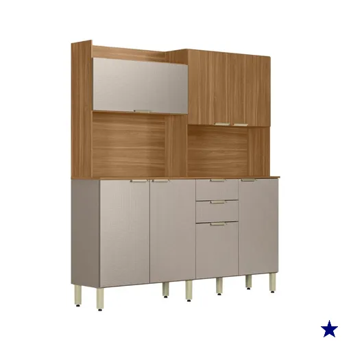 Kit Cozinha Compacta 7P 2G 178 cm Pitaya Amendola Nude Prime Demobile