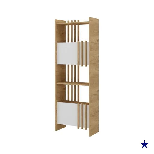 Estante Multiuso 4 Prateleiras 2 Portas 64X180 cm Olmo Branco Artany