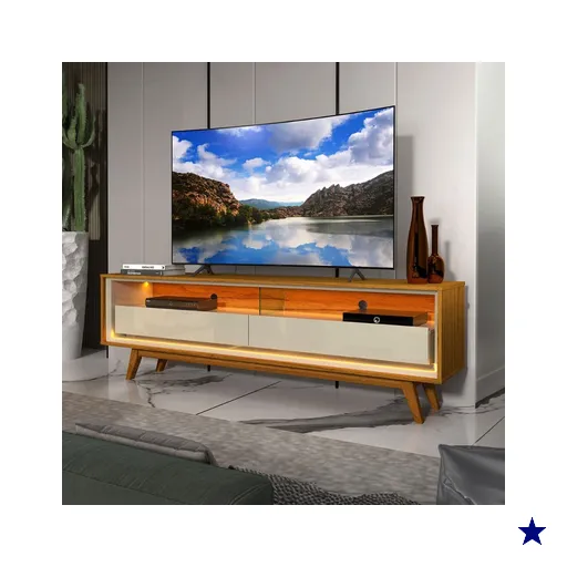 Rack para TV Até 75 Polegadas 2 Gavetas 100% Mdf com Led Naturale/Off White -…