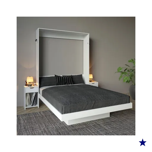 Cama de Casal Articulada 2 Mesas de Cabeceira 2 Gavetas Cm8041 Branco - Tecno…