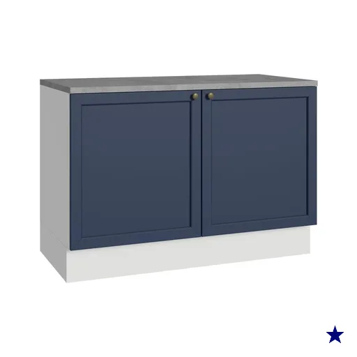 Balcão de Cozinha 120 cm 2 Portas Branco/Azul Vik Madesa