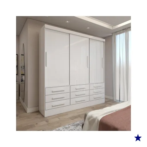 Guarda-Roupa Casal Ferrara 3 Portas 9 Gavetas Branco - Panorama Móveis