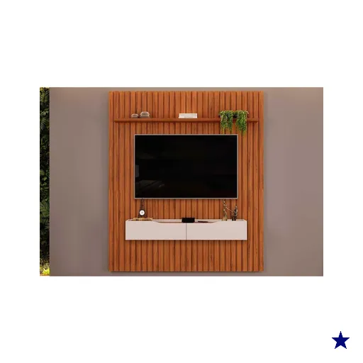Home p/ TV até 65 Pol Pratic Ripado c/ 2 Gavetas 183x240cm Freijó/Off White -…