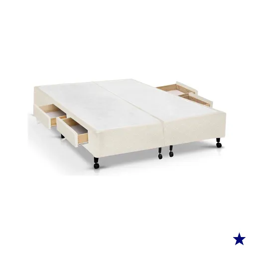 Cama Box Base c/Gavetas Queen Poli Tecido Clean (158x27-c/4 Gavs) - Castor