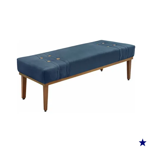 Calçadeira Recamier Casal 1,40m Gênova Veludo Azul Marinho - Pallazio