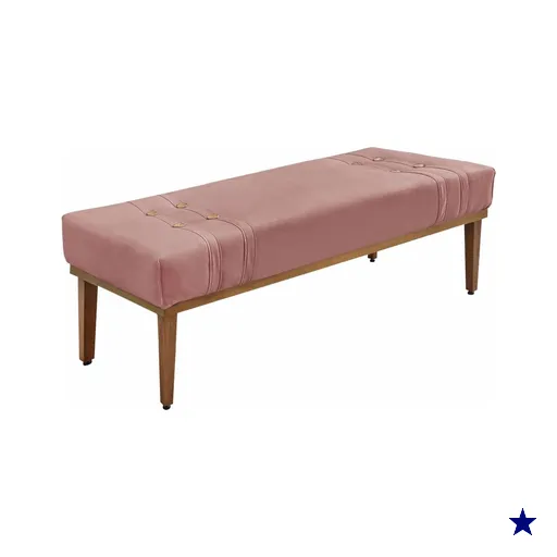 Calçadeira Recamier Casal 1,40m Gênova Veludo Rosa - Pallazio