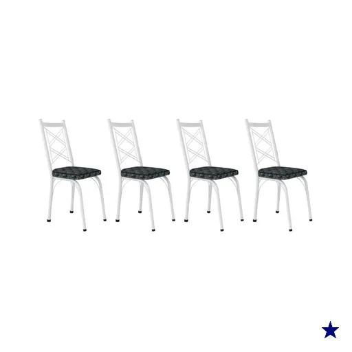 Kit 4 Cadeiras de Cozinha Delaware Estampado Mosaico Silver Pés de Ferro…