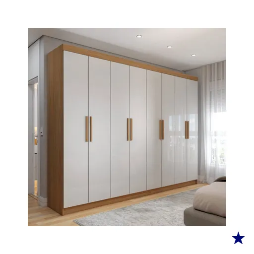 Guarda-Roupa Casal Aurora Com 8 Portas 4 Gavetas Marrocos/Off White - Panorama…