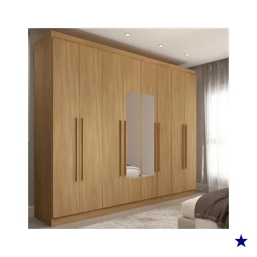 Guarda-Roupa Ele e Ela 8 Portas 4 Gavetas com Espelho Cinamomo - Panorama…