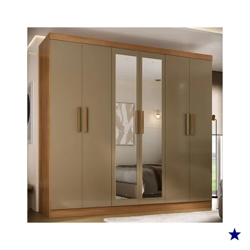 Guarda-Roupa Solteiro Lancaster 6 Portas 3 Gavetas 100% Mdf com Espelho…
