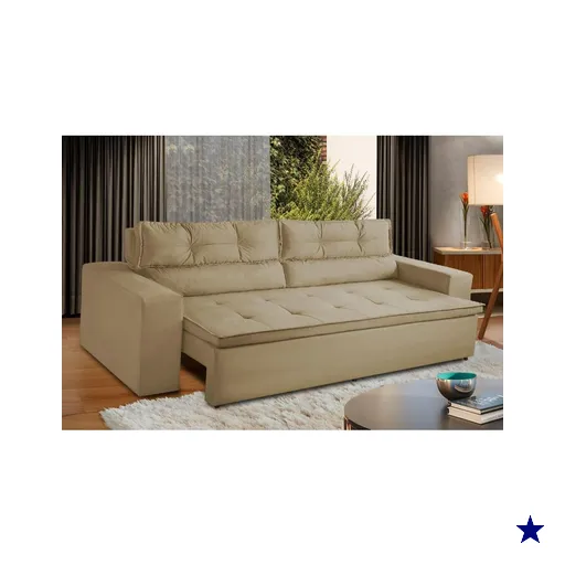 Sofá Retrátil e Reclinável 3 lugares com Molas 2,00m Vegas Suede Bege Adonai…