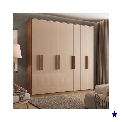 Guarda Roupa Casal com 8 portas e 4 gavetas Austin Carraro Freijó com Off White