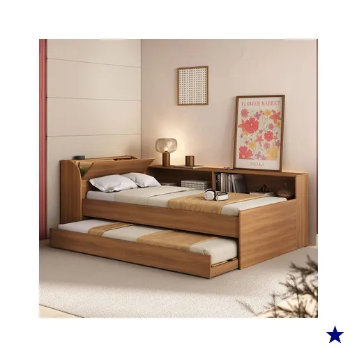 Cama Infantil Bellagio 1 Porta com Cama Auxiliar Nogal - Pnr Móveis