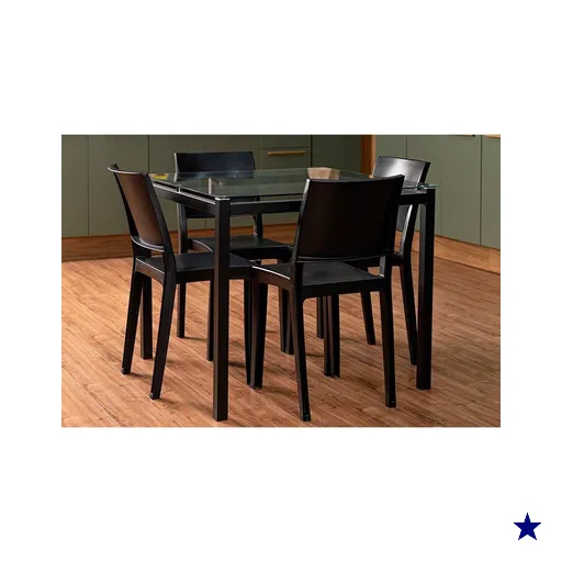 Sala de Jantar Completa Reno c/ Tampo de Vidro 90x90cm e 4 Cadeiras Hydra Plus…