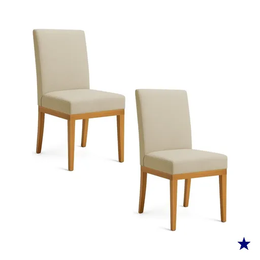 Kit 2 Cadeiras de Jantar Brisa Linho Dourado Base de Madeira - Pallazio