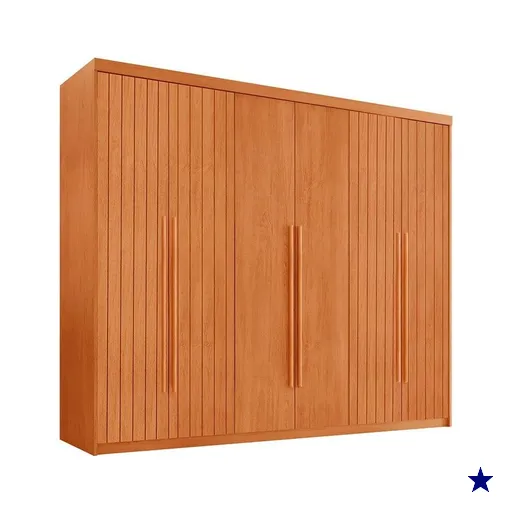 Guarda-Roupa Casal Frisado Xangai 100% MDF 6 Portas 2 Gavetas Naturalle