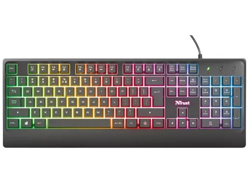 Teclado Trust Ziva Gaming LED RGB Rainbow USB Preto